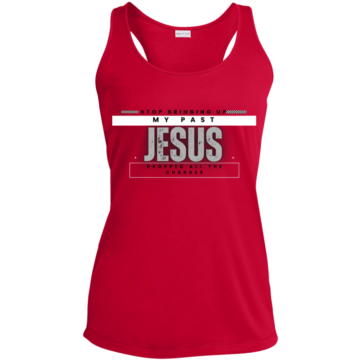 Jesus Dropped The Charges Ladies' Performance Racerback Tank