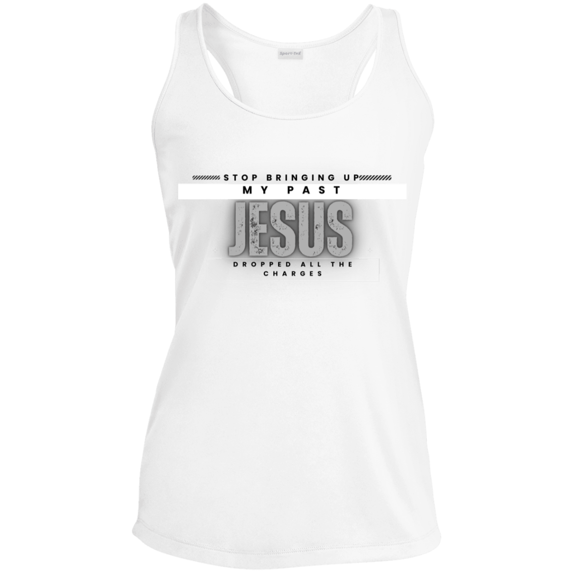 Jesus Dropped The Charges Ladies' Performance Racerback Tank