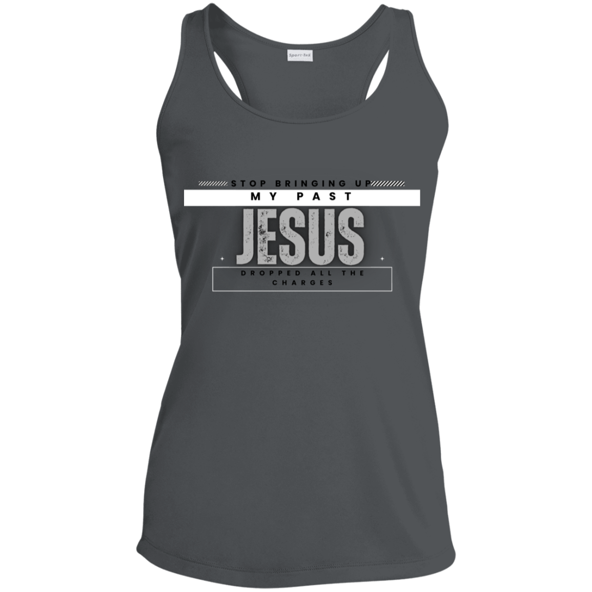 Jesus Dropped The Charges Ladies' Performance Racerback Tank